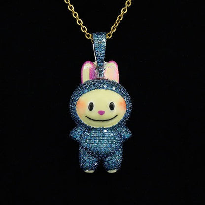 2.2CT Blue Diamond Labubu Pendant