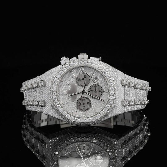 AP Fabulous Fully Iced Out Moissanite Diamond Watch Fully Automatic