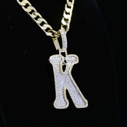 Custom K Initial Moissanite Diamond Totally Iced Out Hip Hop Pendant