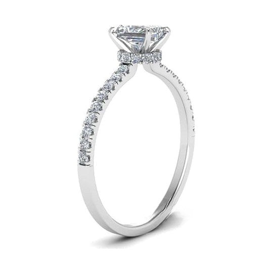 Radiant Shape Hidden Halo Petite Moissanite Diamond