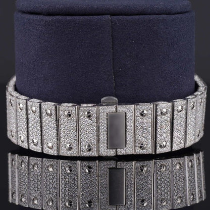 Automatic Moissanite Cartier Watch With Rainbow Color Number