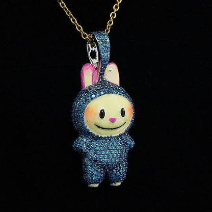 2.2CT Blue Diamond Labubu Pendant