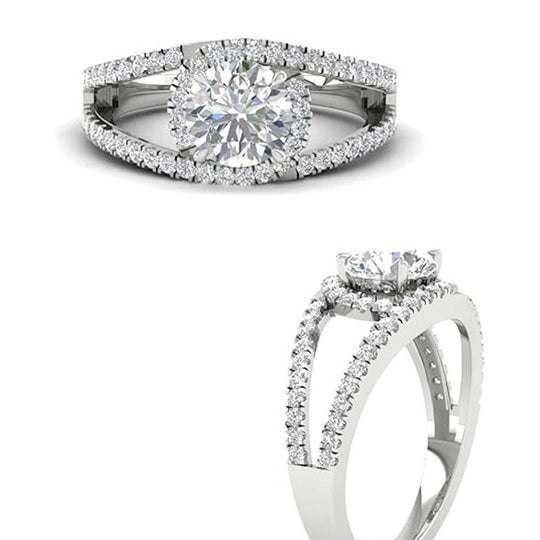 1.70ct Hidden Halo Round Cut Moissanite Diamond Engagement Ring