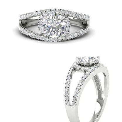 1.70ct Hidden Halo Round Cut Moissanite Diamond Engagement Ring