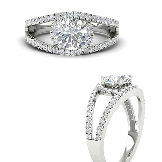 1.70ct Hidden Halo Round Cut Moissanite Diamond Engagement Ring