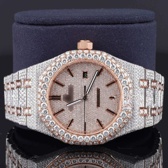 AP Luxury Moissanite Watch Iced Out Arabic Numericals Automatic Movement For Men and women