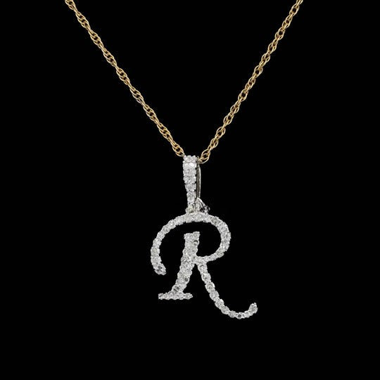 Custom R Initial Moissanite Diamond Iced Out Hip Hop Pendant
