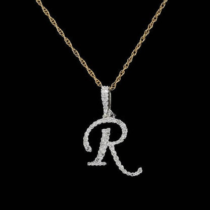 Custom R Initial Moissanite Diamond Iced Out Hip Hop Pendant