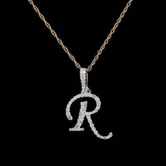Custom R Initial Moissanite Diamond Iced Out Hip Hop Pendant