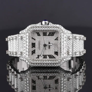 Luxurious Cartier Diamond Iced Out Automatic Moissanite Watch