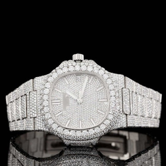 Patek Sapphire Crystal Glass Automatic Moissanite Watch For Men