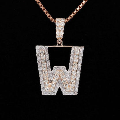 Custom W Initial Moissanite Diamond Iced Out Hip Hop Pendant