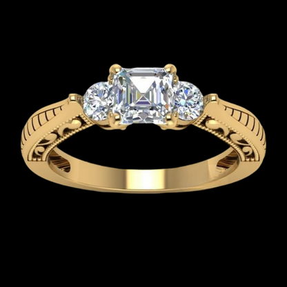 Trillion 2.50ct Tapered Asscher Shape Moissanite Diamond Engagement Ring