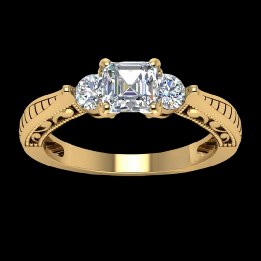 Trillion 2.50ct Tapered Asscher Shape Moissanite Diamond Engagement Ring