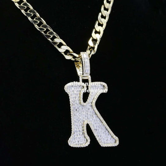 Custom K Initial Moissanite Diamond Totally Iced Out Hip Hop Pendant