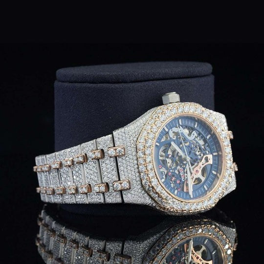 AP Fashionable Moissanite Watch Diamond Iced Out Automatic Movement For Men