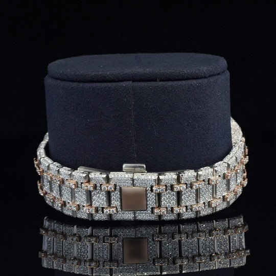 AP Classic Fully Iced Out Moissanite Automatic Movement Two Tone Watch