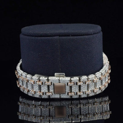 AP Classic Fully Iced Out Moissanite Automatic Movement Two Tone Watch