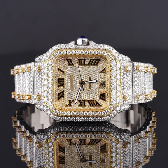 Luxurious Cartier Diamond Iced Out Automatic Moissanite Watch