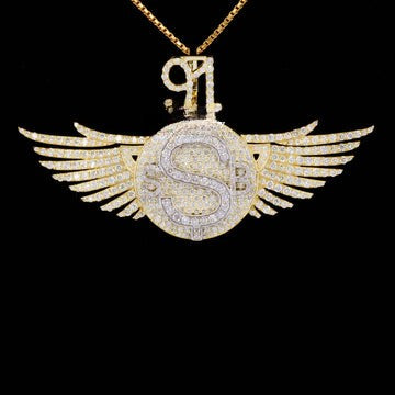 Custom Classic S Moissanite Round Diamond Hip Hop Pendant In Wing Logo