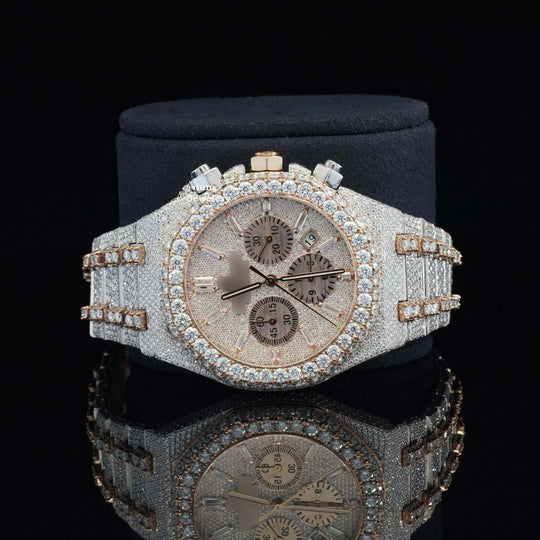 AP Fabulous Fully Iced Out Moissanite Diamond Watch Fully Automatic