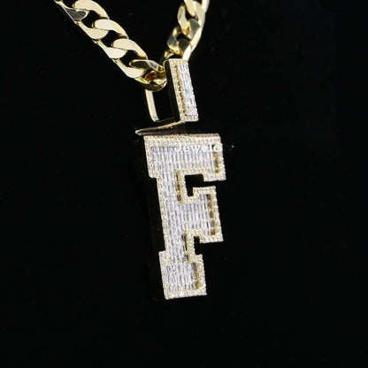 Custom Classic F Initial Moissanite Diamond Iced Out Hip Hop Pendant