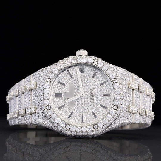 AP Royal Elegant Fully Iced Out Moissanite Diamond Automatic Wrist Watch For Men