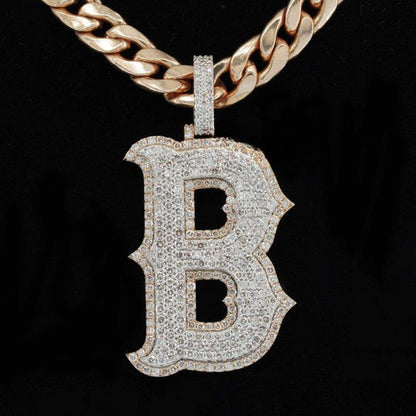 Custom Stylish B Initial Moissanite Diamond Bust Down Hip Hop Pendant