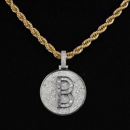 Custom Casual B Initial Moissanite Diamond Bust Down Hip Hop Pendant