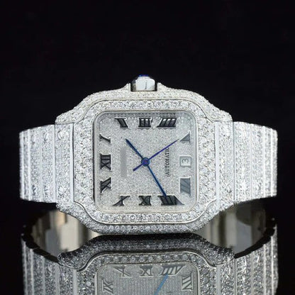 Cartier Moissanite Watch Roman Number Fully Body Diamond Automatic Watch For Men