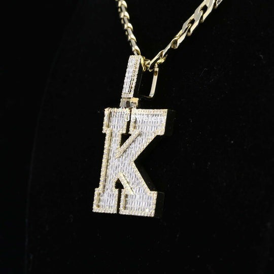 Custom Classic K Initial Moissanite Diamond Iced Out Hip Hop Pendant