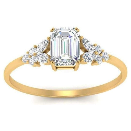 Emerald Shape 2ct Moissanite Diamond Engagement Ring For Women