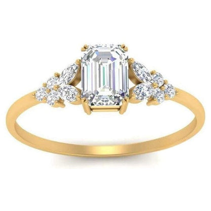 Emerald Shape 2ct Moissanite Diamond Engagement Ring For Women