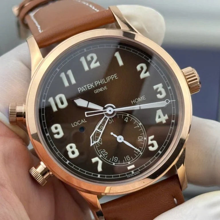 Patek Philippe Calatrava Pilot Travel Time 5524R Brown Dial Leather Strap 42mm