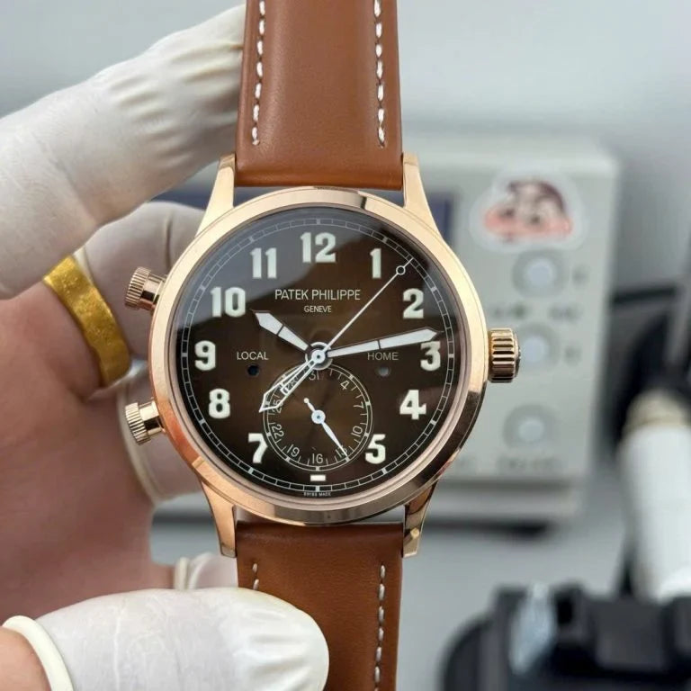Patek Philippe Calatrava Pilot Travel Time 5524R Brown Dial Leather Strap 42mm