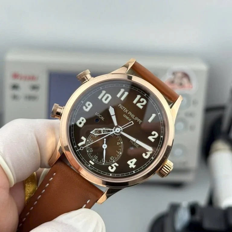 Patek Philippe Calatrava Pilot Travel Time 5524R Brown Dial Leather Strap 42mm
