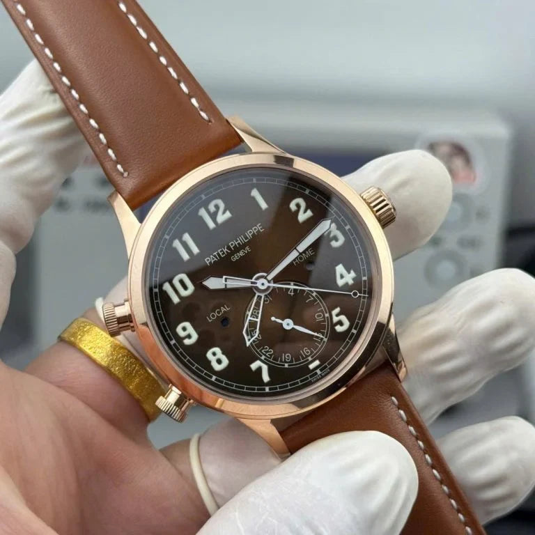 Patek Philippe Calatrava Pilot Travel Time 5524R Brown Dial Leather Strap 42mm