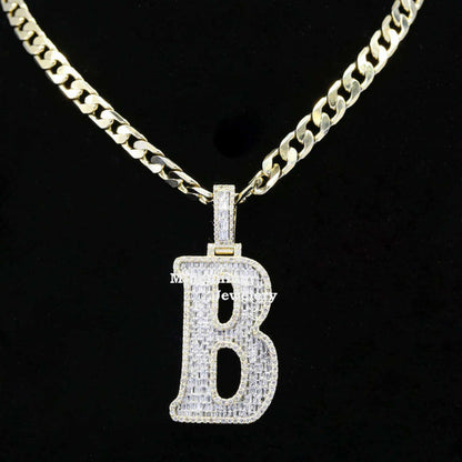 Custom B Initial Moissanite Diamond Bust Down Hip Hop Pendant