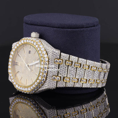 ElegantAP  Iced Out  Moissanite Watch For Men Sapphire Crystal Glass