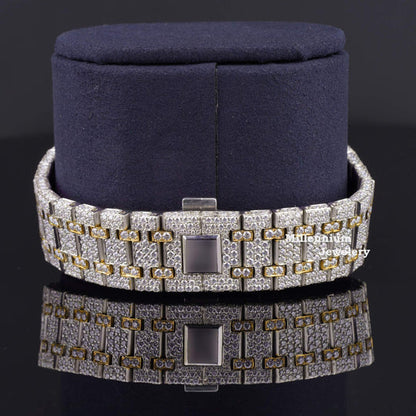 ElegantAP  Iced Out  Moissanite Watch For Men Sapphire Crystal Glass