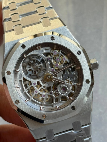 Royal Oak Openworked 16204 SS ZF 1:1 Best Edition Skeleton Dial on SS Bracelet A7124 Super Clone