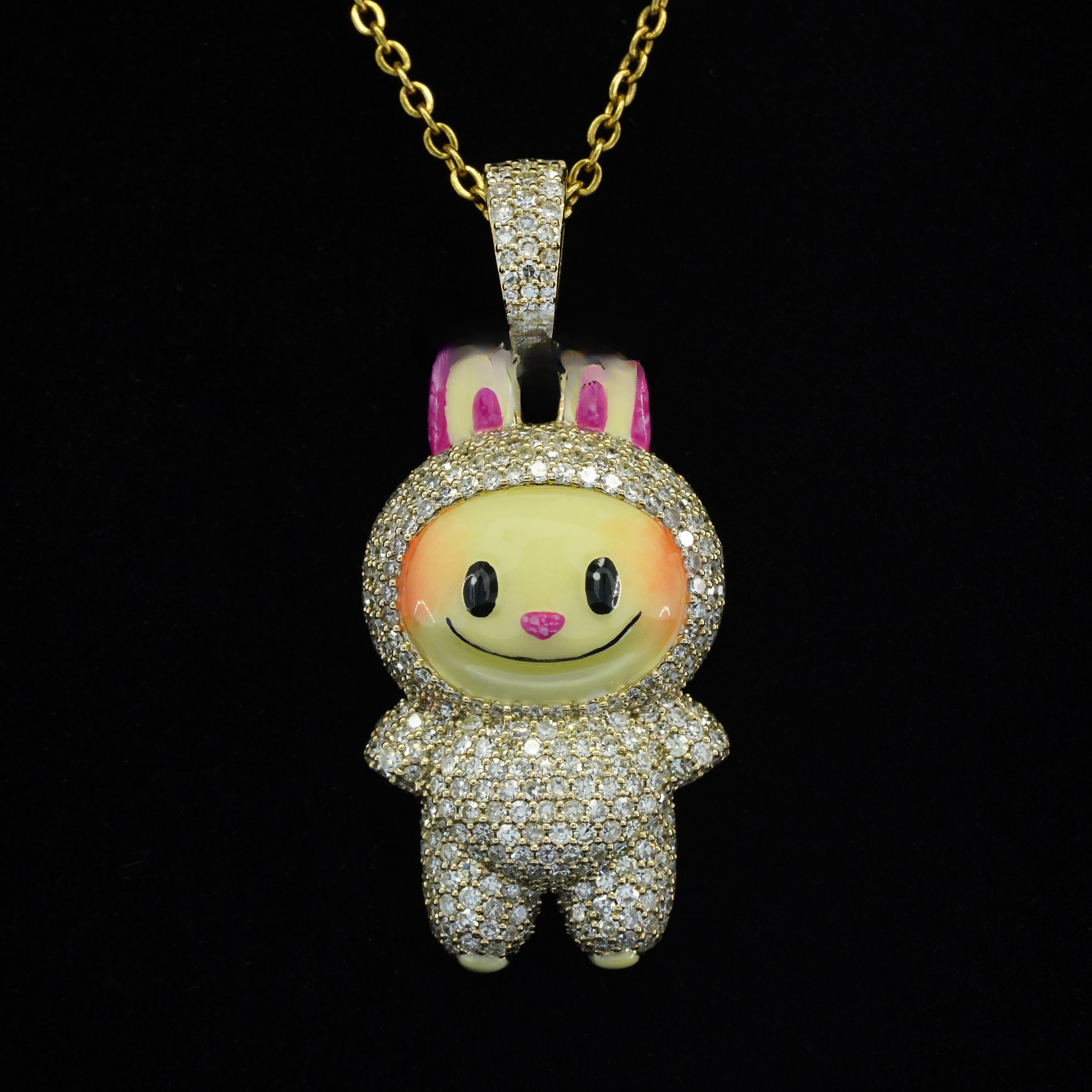 2.2CT White Diamond Labubu Pendant