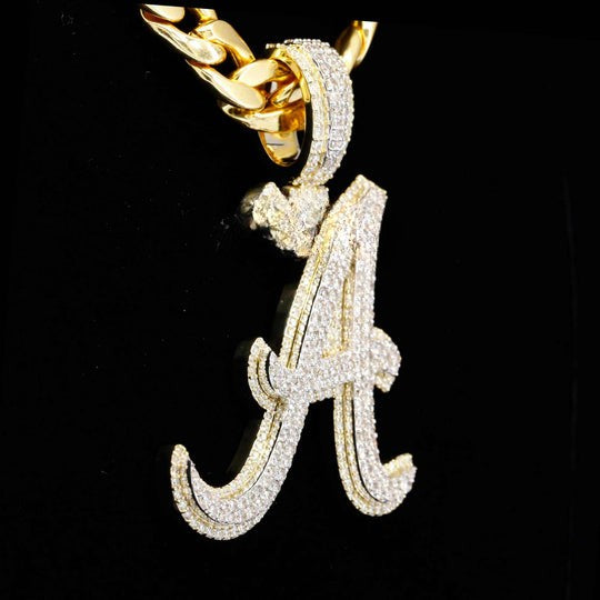Custom A Initial Fancy Moissanite Diamond Iced Out Hip Hop Pendant