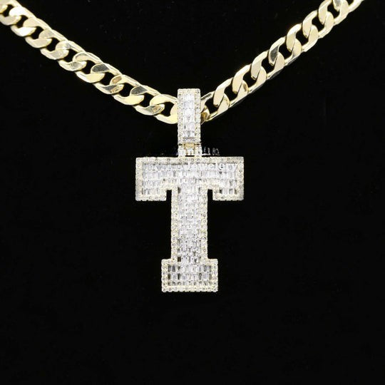 Custom Classic T Initial Moissanite Diamond Iced Out Hip Hop Pendant