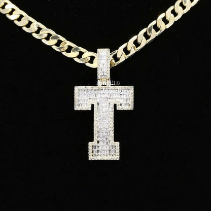 Custom Classic T Initial Moissanite Diamond Iced Out Hip Hop Pendant