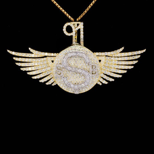 Custom Classic S Moissanite Round Diamond Hip Hop Pendant In Wing Logo