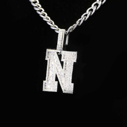 Custom Classic N Initial Moissanite Diamond Iced Out Hip Hop Pendant