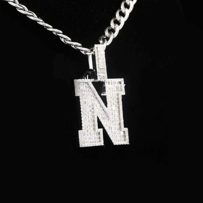 Custom Classic N Initial Moissanite Diamond Iced Out Hip Hop Pendant
