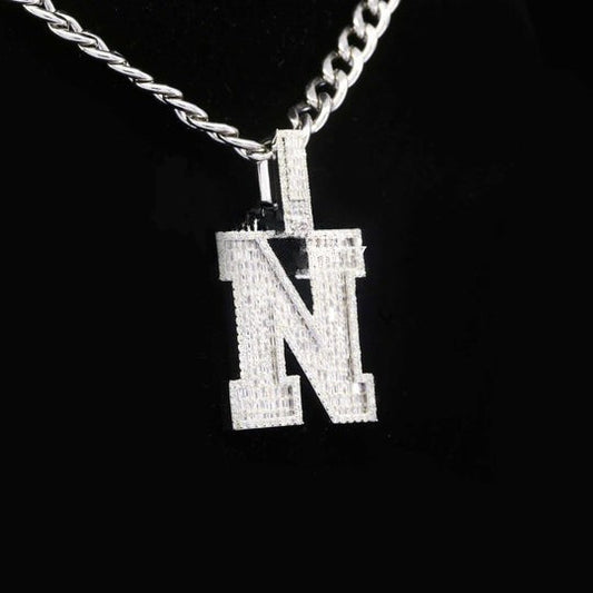 Custom Classic N Initial Moissanite Diamond Iced Out Hip Hop Pendant