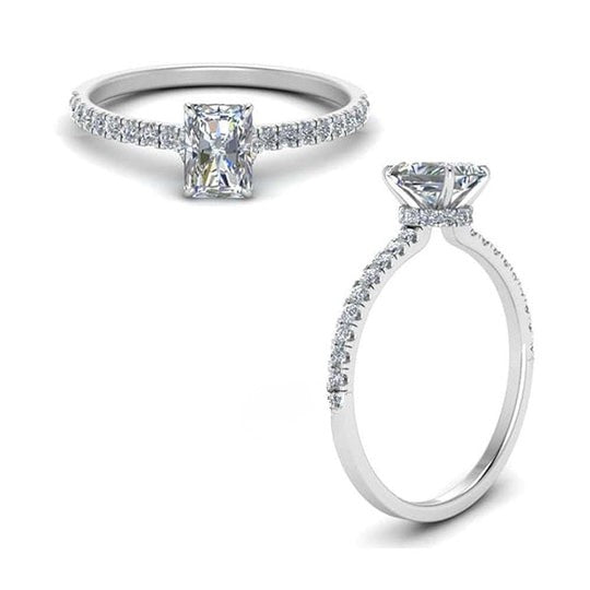 Radiant Shape Hidden Halo Petite Moissanite Diamond